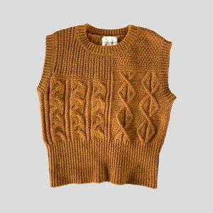 Pink Rose Sleeveless Sweater Vest, Goldenrod, Size S